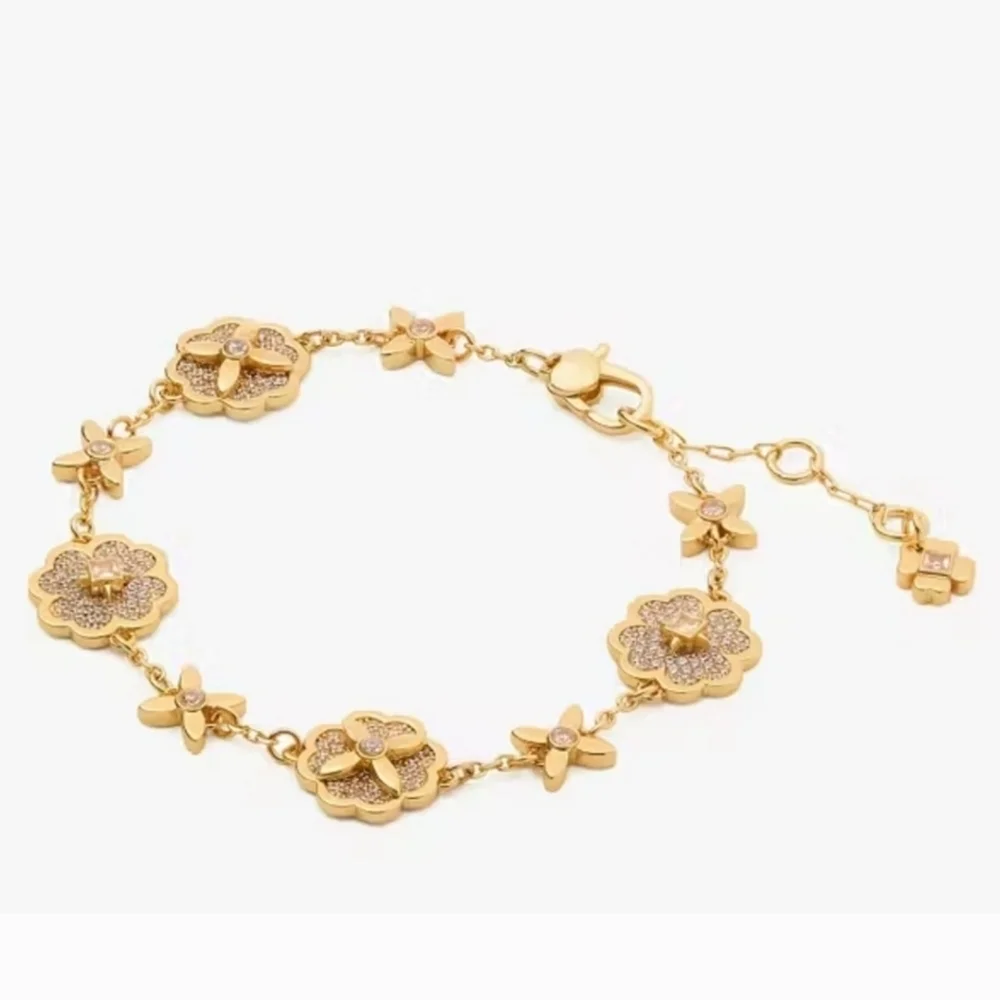 💛🔹️Kate Spade 🔹️ Gold Heritage Bloom Line Bracelet - Picture 1 of 8